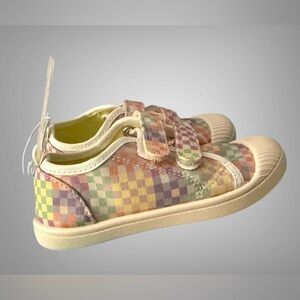 Cat & Jack Toddler Sneakers Size 11 Pastel Checkerboard Velcro Shoes NWT